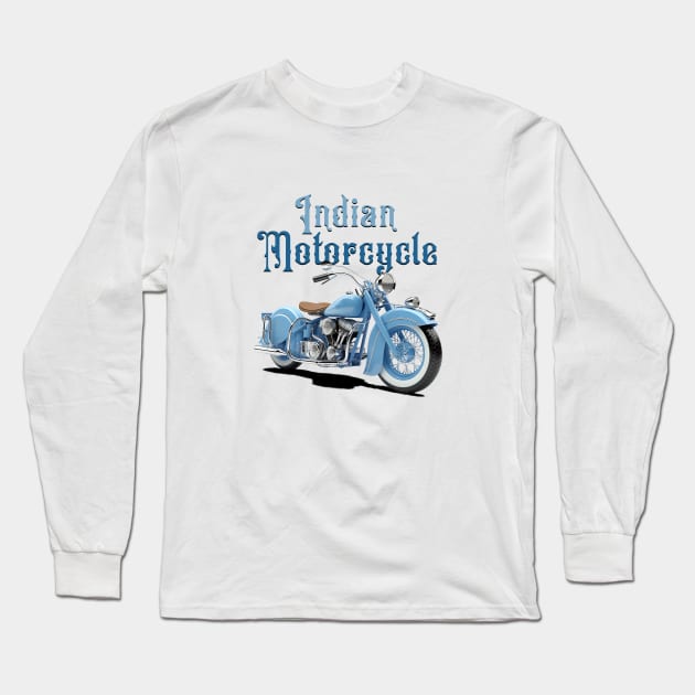 Indian Motorcycle with Words Long Sleeve T-Shirt by DavidLoblaw